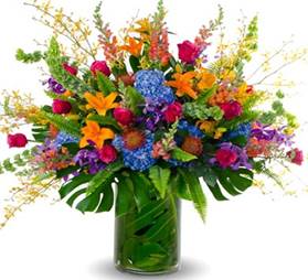 A vase of colorful flowers