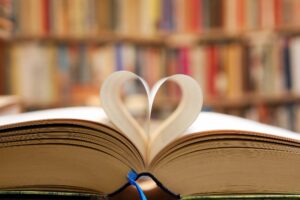 book with a heart made from a floded page within